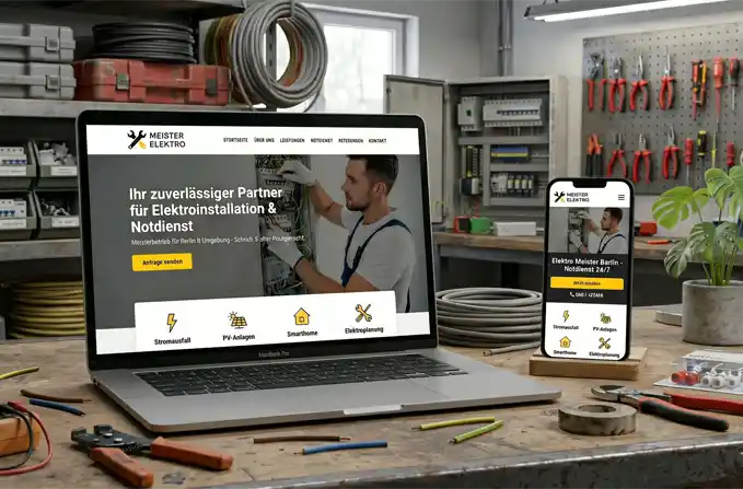 Tablet & Smartphone mit Maler Website